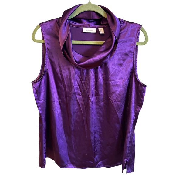 Chico's Purple Sleeveless Cowl Neck Blouse Size 2(12/Large) Career Party Top - Picture 1 of 5